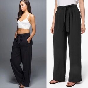 lululemon athletica Black Wide-Leg Paperbag Waist Pants